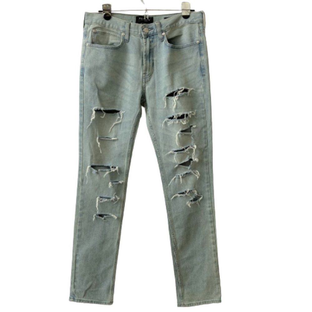PacSun Skinny Jeans Men 30x32 Distressed Light Wash Ripped Destroyed Frayed